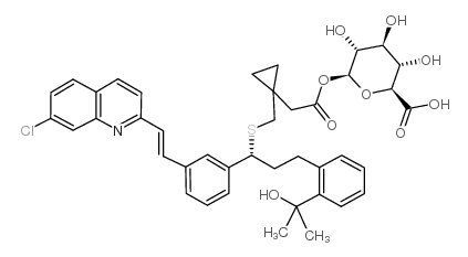 (2S,3S,4S,5R,6S)-6-[2-[1-[[(1R)-1-[3-[2-(7-chloroquinolin-2-yl)ethenyl]phenyl]-3-[2-(2-hydroxypropan-2-yl)phenyl]propyl]sulfanylmethyl]cyclopropyl]acetyl]oxy-3,4,5-trihydroxyoxane-2-carboxylic acid Structure