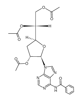 (R)-1-((2S,4R,5R)-4-acetoxy-5-(6-benzamido-9H-purin-9-yl)tetrahydrofuran-2-yl)ethane-1,2-diyl diacetate结构式