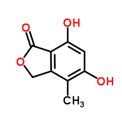 5,7-二羟基-4-甲基-2-苯并呋喃-1(3H)-酮结构式