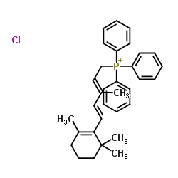 [(2E,4E)-3-甲基-5-(2,6,6-三甲基-1-环己烯-1-基)-2,4-戊二乙烯]三苯基氯化膦结构式