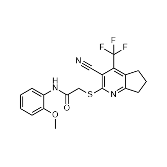 2-((3-氰基-4-(三氟甲基)-6,7-二氢-5H-环戊[b]吡啶-2-基)硫代)-N-(2-甲氧基苯基)乙酰胺结构式
