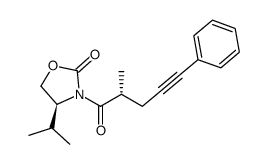 (+)-(4S)-isopropyl-3-[(2R)-methyl-5-phenylpent-4-ynoyl]oxazolidin-2-one结构式