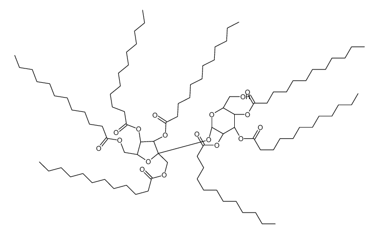 [(2R,3R,4S,5S)-3,4-di(dodecanoyloxy)-5-(dodecanoyloxymethyl)-5-[(2R,3R,4S,5R,6R)-3,4,5-tri(dodecanoyloxy)-6-(hydroxymethyl)oxan-2-yl]oxyoxolan-2-yl]methyl dodecanoate Structure