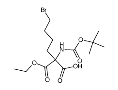 6-bromo-2-((tert-butoxycarbonyl)amino)-2-(ethoxycarbonyl)hexanoic acid Structure