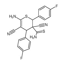 6-amino-3,5-dicyano-2,4-bis-(4-fluoro-phenyl)-3,4-dihydro-2H-thiopyran-3-carbothioic acid amide结构式