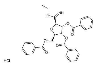 (2',3',5'-Tri-O-benzoyl-β-D-ribofuranosyl)-ethylthioformimid-hydrochlorid结构式