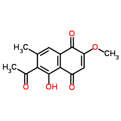 2-甲氧基-6-乙酰基-7-甲基胡桃酮结构式