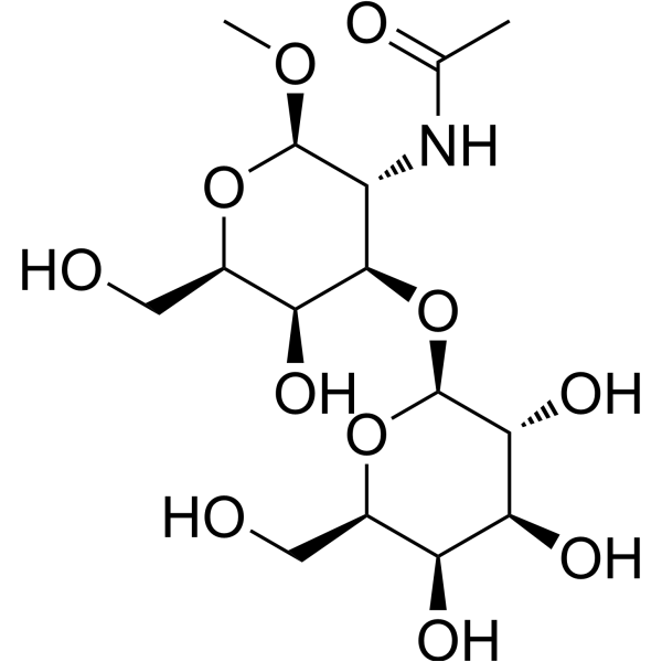 N-乙酰基-3-O-β-D-吡喃半乳糖基-β-D-半乳糖胺甲基糖苷结构式