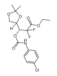 ethyl (D-erythro)-3-(4-chlorophenylcarbamoyloxy)-2,2-difluoro-3-(2,2-dimethyl-dioxalane-4-yl)propionate结构式
