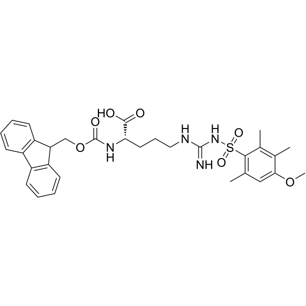 N-Fmoc-N'-(4-甲氧基-2,3,6-三甲基苯磺酰基)-L-精氨酸结构式