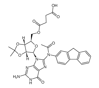 8-(N-Acetyl-(N-(2-aminofluorenyl))-5'-(((2-carboxyethyl)carbonyl)))-2',3'-isopropylideneguanosine结构式