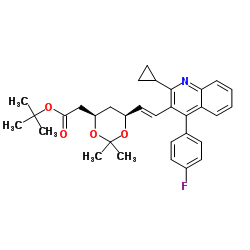 (4R,6S)-6-[(1E)-2-[2-Cyclopropyl-4-(4-fluorophenyl)-3-quinolinyl]ethenyl]-2,2-dimethyl-1,3-dioxane-4-acetic acid tert-butyl ester Structure