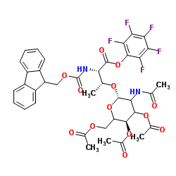 N-[芴甲氧羰基]-O-[3,4,6-三-O-乙酰基-2-(乙酰氨基)-2-脱氧-ALPHA-D-吡喃葡萄糖基]-L-苏氨酸五氟苯基酯结构式