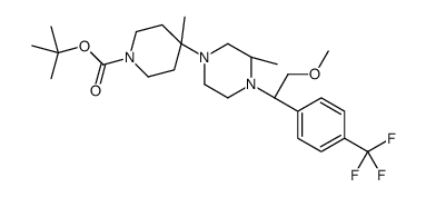 4-((S)-4-((R)-2-甲氧基-1-(4-(三氟甲基)苯基)乙基)-3-甲基哌嗪-1-基)-4-甲基哌啶-1-羧酸叔丁酯结构式