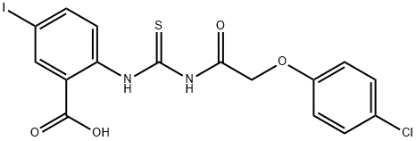 2-[[[[(4-chlorophenoxy)acetyl]amino]thioxomethyl]amino]-5-iodo-benzoic acid Structure
