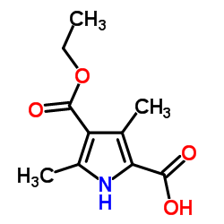 4-乙氧羰基-3,5-二甲基吡咯-2-羧酸结构式