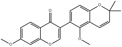 7-Methoxy-3-(5-methoxy-2,2-dimethyl-2H-1-benzopyran-6-yl)-4H-1-benzopyran-4-one结构式