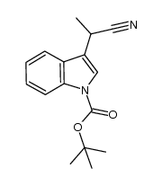 2-(1-tert-butoxycarbonyl-indol-3-yl)propionitrile结构式