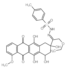 Benzenesulfonic acid,4-methyl-,2-[2-ethoxy-1-[(2S,4S)-1,2,3,4,6,11-hexahydro-2,4,5,12-tetrahydroxy-7-methoxy-6,11-dioxo-2-naphthacenyl]ethylidene]hydrazide结构式