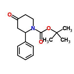 1-叔丁氧羰基-2-苯基-4-哌啶酮结构式
