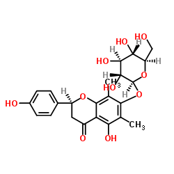 (2S)-7-(BETA-D-吡喃葡萄糖基氧基)-2,3-二氢-5-羟基-2-(4-羟基苯基)-6,8-二甲基-4H-1-苯并吡喃-4-酮结构式