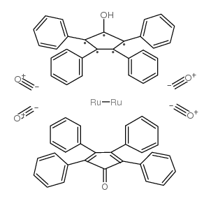 1-羟基四苯基环戊二烯基(四苯基-2,4-环戊二烯基-1-酮)-μ-羟基四羰基二钌(II)结构式