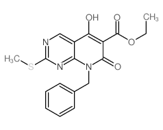 8-苄基-5-羟基-2-(甲基硫代)-7-氧代-7,8-二氢吡啶并[2,3-d]嘧啶-6-羧酸乙酯结构式