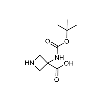 3-((叔丁氧羰基)氨基)氮杂环丁烷-3-羧酸结构式