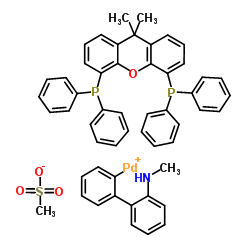 甲烷磺酸[9,9-二甲基-4,5-双(二苯基膦基)氧杂蒽](2"-甲胺基-1,1"-联苯-2-基)钯(II)结构式