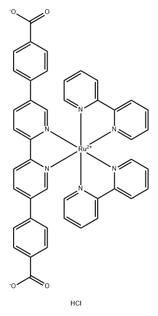 Ruthenium, bis(2, 2'-bipyridine-κN1, κN1')[[4, 4'-([2, 2'-bipyridine]-5, 5'-diyl-κN1, κN1')bis[benzoato]](2-)]-, dihydrochloride Structure