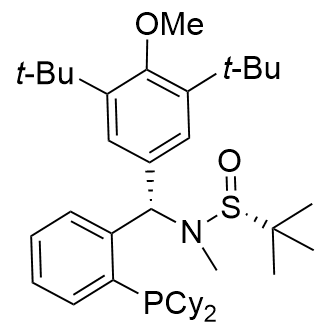 [S(R)]-N-[(S)-[3,5-双(1,1-二甲基乙基)-4-甲氧基苯基] [2-(二环己基膦基)苯基]甲基]-N,2-二甲基-2-丙烷亚磺酰胺结构式