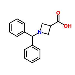 1-二苯甲基氮杂环丁烷-3-甲酸结构式