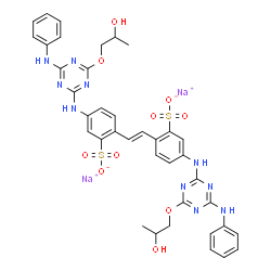 Benzenesulfonic acid, 2,2'-(1,2-ethenediyl)bis[ 5-[[4-(2-hydroxypropoxy)-6-(phenylamino)-1,3,5-triazin-2-yl]amino]-, disodium salt结构式