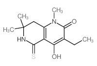 3-ethyl-2-hydroxy-1,7,7-trimethyl-5-sulfanylidene-6,8-dihydro-1,6-naphthyridin-4-one结构式