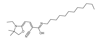 2-氰基-N-十二烷基-4-(3-乙基-4,4-二甲基-2-恶唑烷亚基)-2-丁烯酰胺结构式