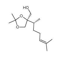 (4R)-2,2-Dimethyl-4-[1(1R)-1,5-dimethyl-4-hexenyl]-4-(hydroxymethyl)-1,3-dioxolane结构式
