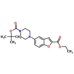 5-(4-叔丁氧羰基-哌嗪-1-基)苯并呋喃-2-甲酸乙酯结构式