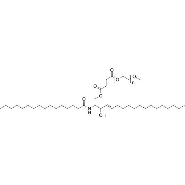 N-棕榈酰-鞘氨醇-1-{琥珀酰[甲氧基(聚乙二醇)750]}结构式