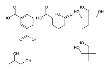 1,3-苯二甲酸与2,2-二甲基-1,3-丙二醇、2-乙基-2-(羟甲基)-1,3-丙二醇、己二酸和1,2-丙二醇的聚合物结构式