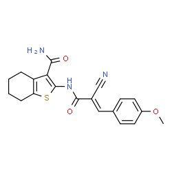 (Z)-2-(2-cyano-3-(4-methoxyphenyl)acrylamido)-4,5,6,7-tetrahydrobenzo[b]thiophene-3-carboxamide structure