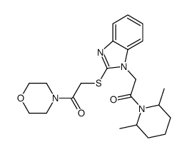 Morpholine, 4-[[[1-[2-(2,6-dimethyl-1-piperidinyl)-2-oxoethyl]-1H-benzimidazol-2-yl]thio]acetyl]- (9CI)结构式