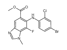 6-(4-bromo-2-chloro-phenylamino)-7-fluoro-1-methyl-1H-benzoimidazole-5-carboxylic acid methyl ester结构式