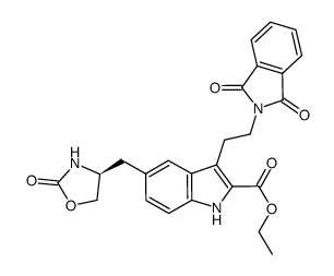 ethyl (S)-3-[2-(1,3-dioxoisoindolin-2-yl)ethyl]-5-[(2-oxooxazolidin-4-yl)methyl]-1H-indole-2-carboxylate结构式