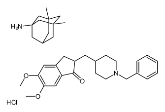 2-[(1-benzylpiperidin-4-yl)methyl]-5,6-dimethoxy-2,3-dihydroinden-1-one,3,5-dimethyladamantan-1-amine,hydrochloride Structure