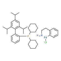 氯(2-二环己基膦基-2'',4'',6''-三异丙基-1,1''-联苯)[2-(2-氨乙基)苯基]钯(II)甲基-叔-丁基醚加合物结构式