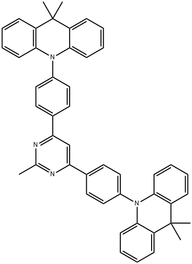 2-甲基-4,6-双[4-(9,9-二甲基-9,10-二氢吖啶)苯基]嘧啶结构式