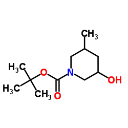 2-Methyl-2-propanyl 3-hydroxy-5-methyl-1-piperidinecarboxylate Structure