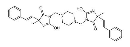 5-methyl-3-[[4-[[4-methyl-2,5-dioxo-4-[(E)-2-phenylethenyl]imidazolidin-1-yl]methyl]piperazin-1-yl]methyl]-5-[(E)-2-phenylethenyl]imidazolidine-2,4-dione Structure