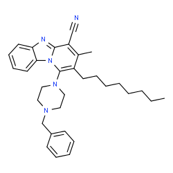 1-(4-benzylpiperazin-1-yl)-3-methyl-2-octylbenzo[4,5]imidazo[1,2-a]pyridine-4-carbonitrile结构式