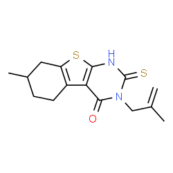 7-methyl-3-(2-methylprop-2-en-1-yl)-2-sulfanyl-5,6,7,8-tetrahydro[1]benzothieno[2,3-d]pyrimidin-4(3H)-one结构式